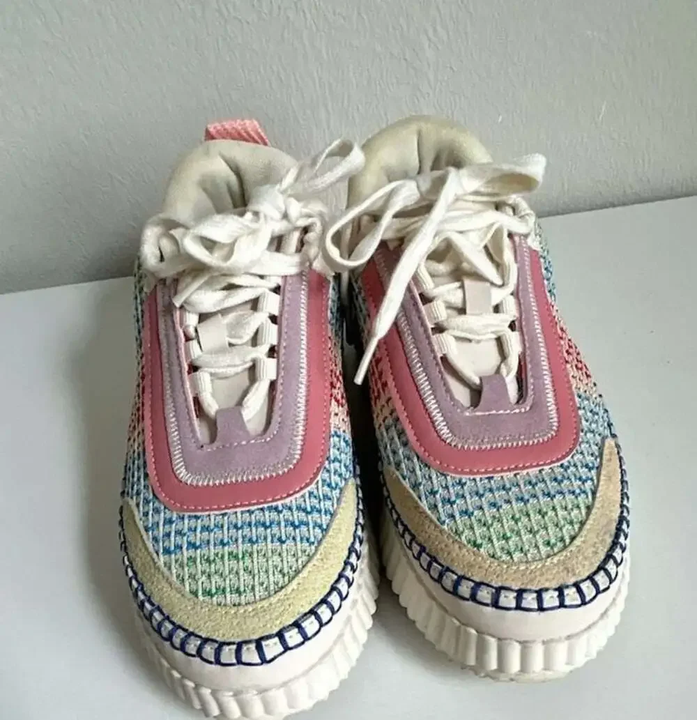 Hey Girl by Corkys Adventure Multi-Color Knit Platform Sneakers-size 9